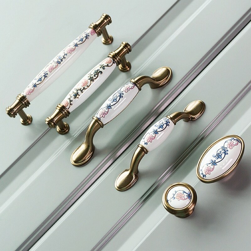 Chinese ceramic handle American retro cabinet door modern minimalist European style drawer cabinet wardrobe cabinet handle