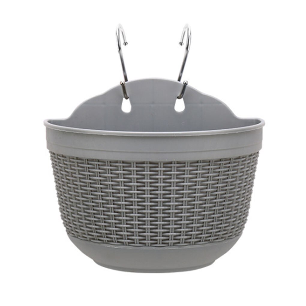Wandmontage Bloempot Imitatie Rotan Muur Opknoping Bloem Plant Pot Halfronde Hars Hek Mand Voor Balkon Tuin Indoor: 04(M)
