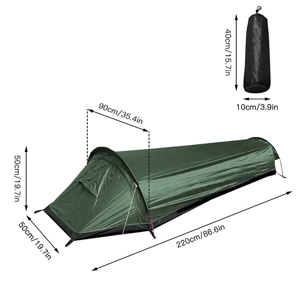Camping ultralight tent, travel backpack single tent, army green tent 100% waterproof sleeping bag: Default Title