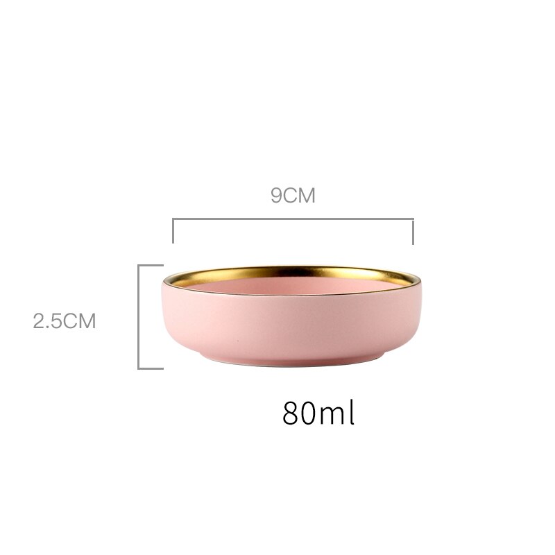 Pink keramisk porcelæn indlæg nordisk boligindretning porcelæn aftensmad tallerken suppeskål kop køkkenrestaurant redskaber guld: Rød