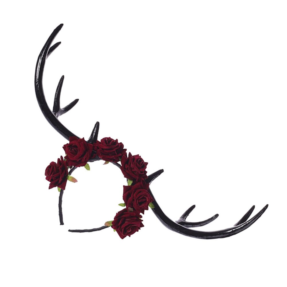 1pc store gevir hår bøjle fløjl rose elg horn pandebånd til halloween (brun + hvid)