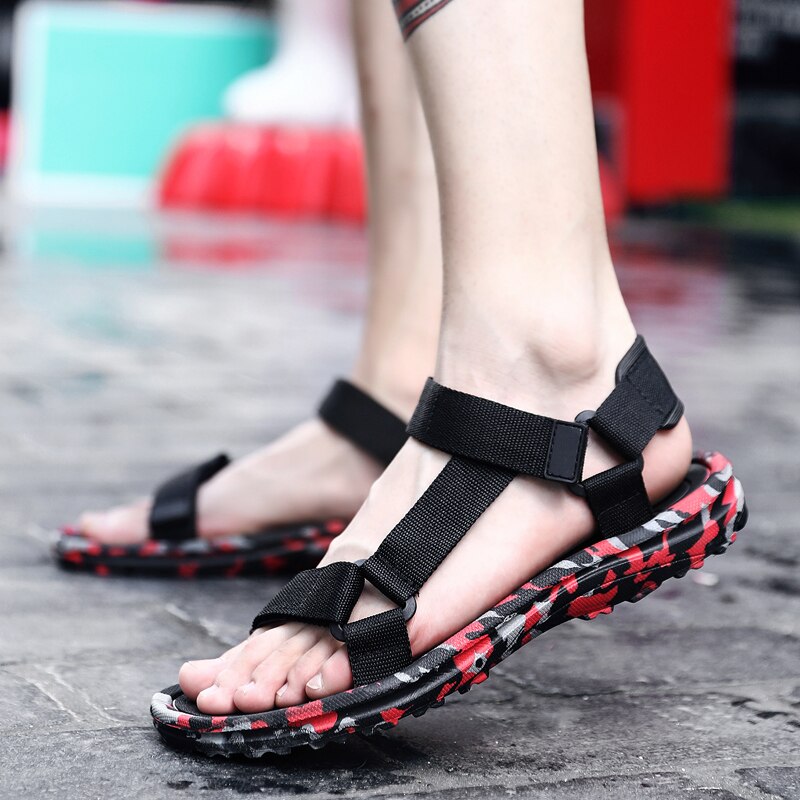 Letnie męskie sandały Gladiator buty na plażę męskie kamuflaż klapki sportowe klapki wodne Sandalia Masculina Zapatos De Hombre