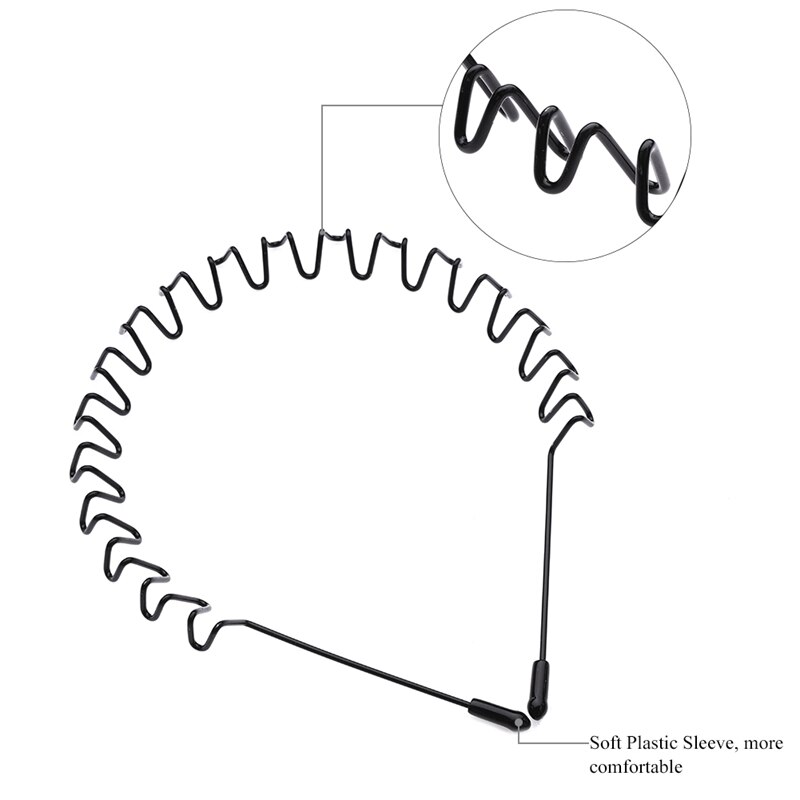 Mannen Zwart Golvend Hoofdbanden Metalen Onzichtbare Haar Hoepel Sport Hoofdband Haarband Haaraccessoires Hoofdtooi