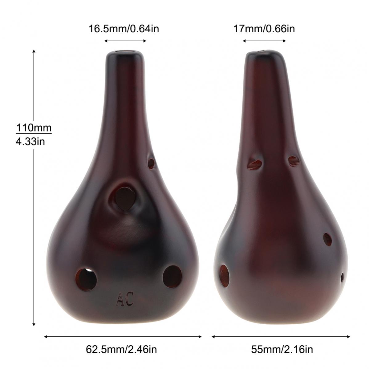 Alto ToneC – Instrument de flûte en céramique, 6 trous, Ocarina, poterie noire, glaçure fumée, pour débutant, avec corde de suspension