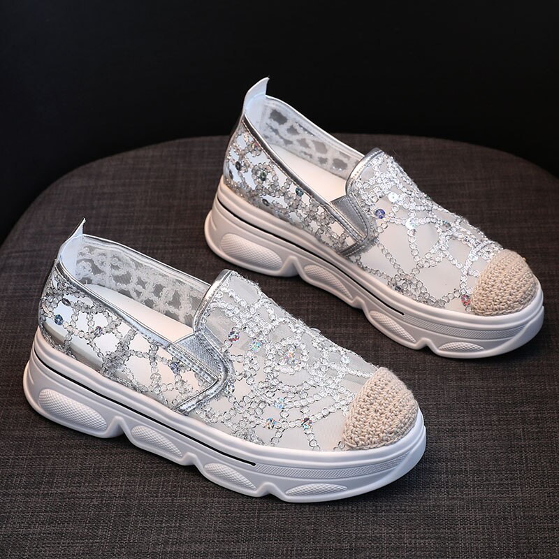 Tenis Feminino Women Tennis Shoes Gold Silver Non-slip Jogging Athletic Fitness Trainers Sneakers