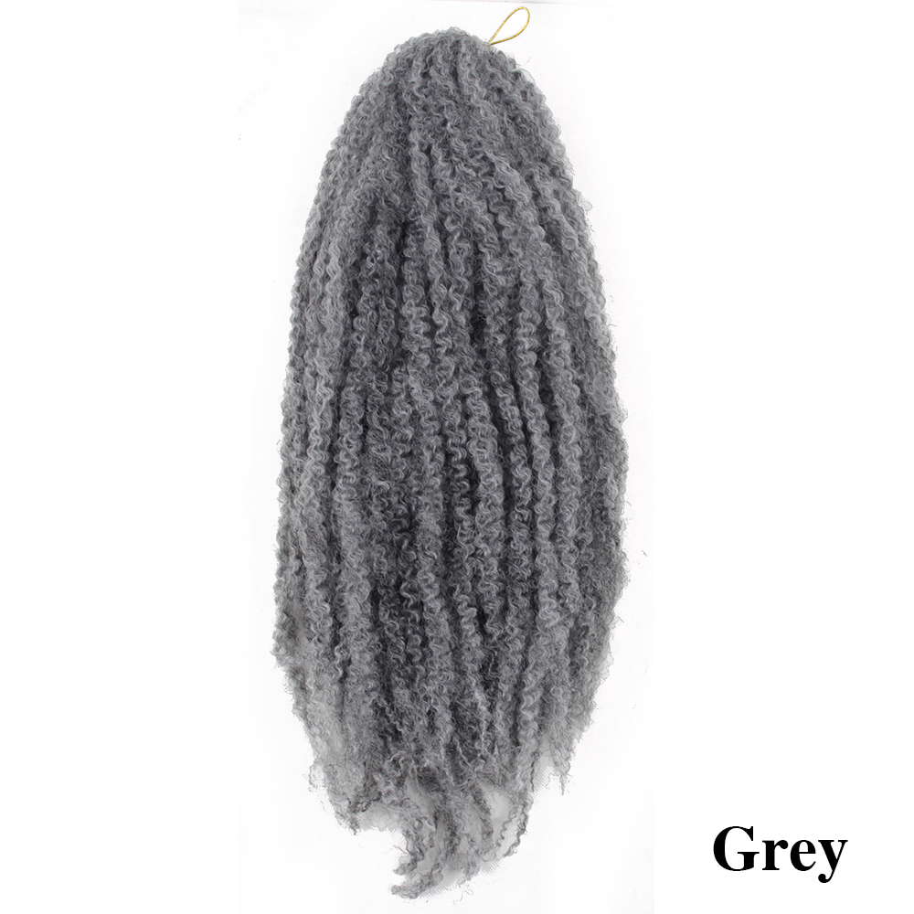 Marley fletninger hæklet ombre afro kinky twist hår syntetisk fletning hår hæklet fletninger hair extensions: #grå