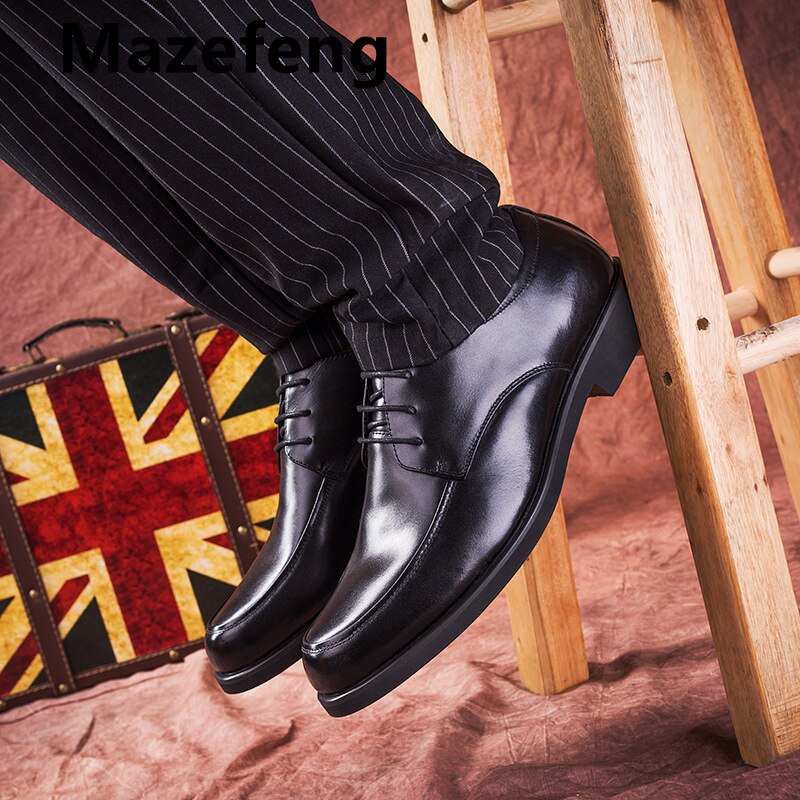 Mazefeng-zapatos formales de cuero para hombre, calzado informal de negocios, de , con punta redonda, transpirables, novedad de