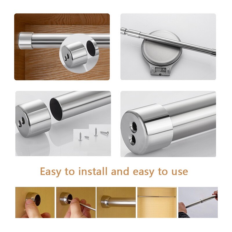 Adjustable Stainless Steel Spring Tension Rod Rail For Clothes Towels Retractable Shower Curtains Fixed Hanging Rod