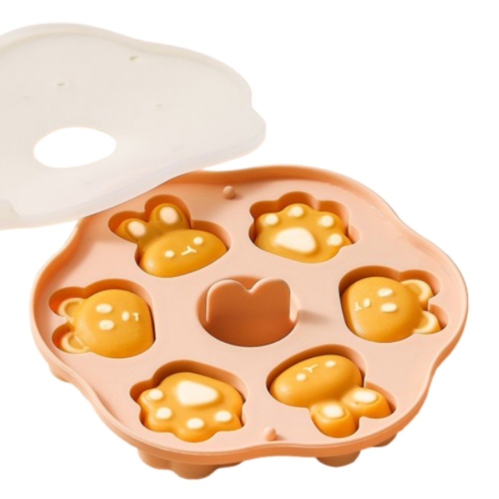 Baby Food Steamed Cake Mold 190ML 6 Grids Cartoon Baking Mold BPA Free Reusable Silicone Cake Mold Baking Supplies: SKY BLUE
