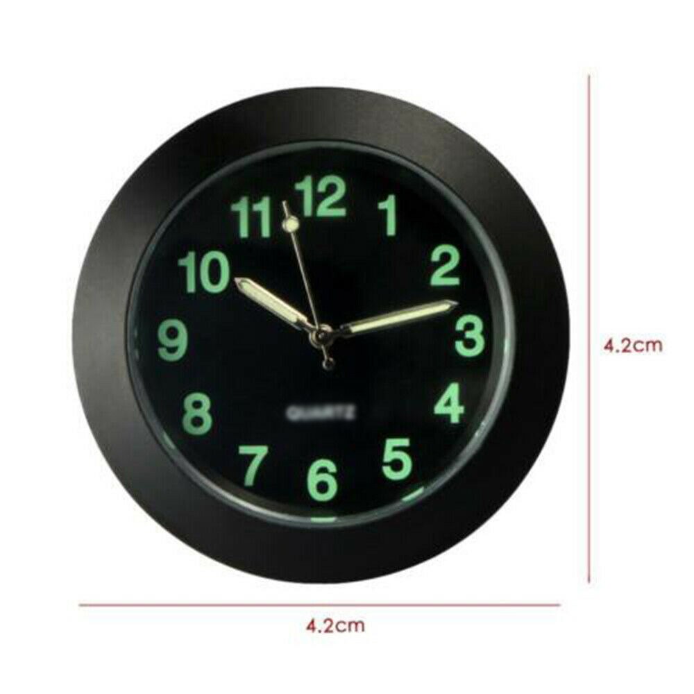 Interior Car Clock Inner Black Chrome Metal Quartz Analog Watch Decor Clip
