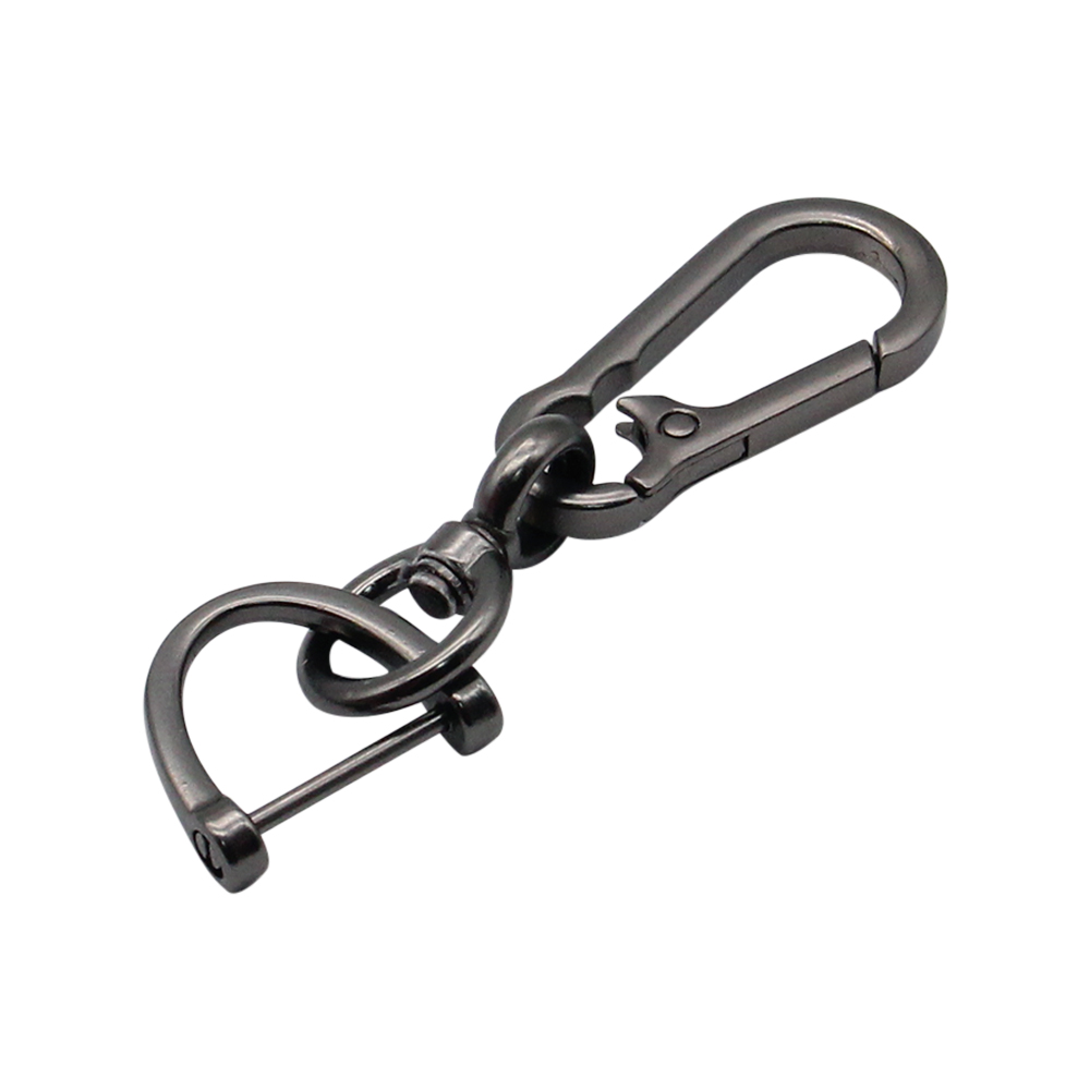 Anti-verloren autosleutel hanger creatieve eenvoudige sleutelhanger sterke karabijnhaak vorm roestvrijstalen sleutelhanger man unisex cadeau auto-interieur: Black