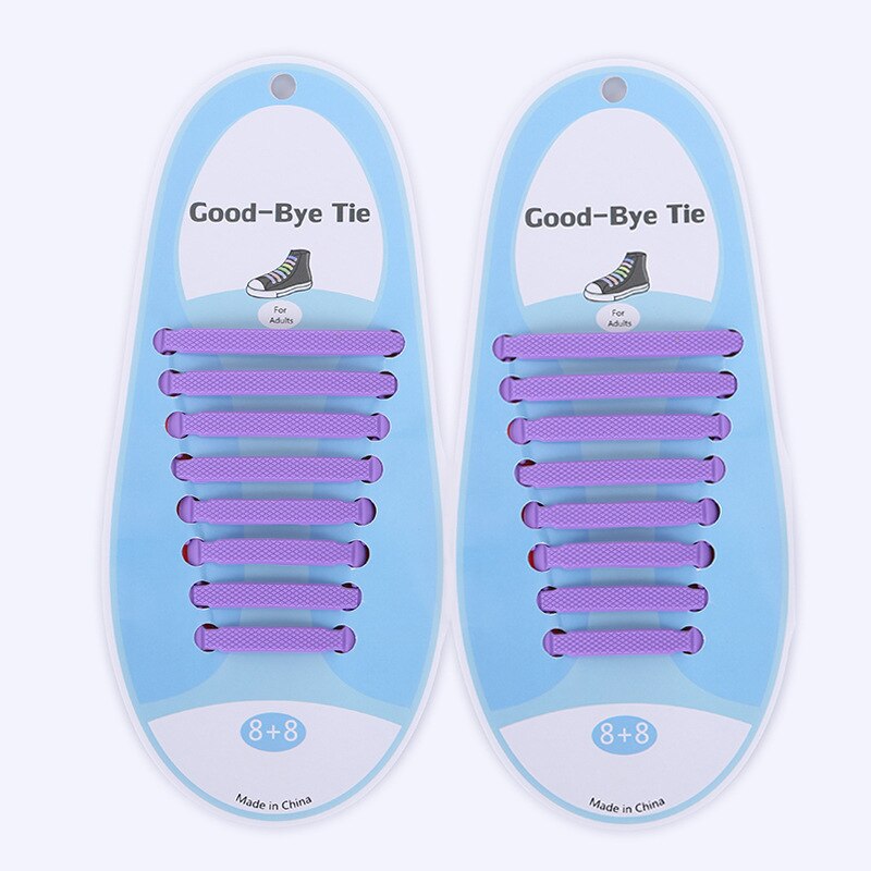 cordones elasticos zapatillas cordones zapatillas cordones elasticos cordones de calzado Cordones elásticos de silicona para zapatos para hombre y mujer, cordones especiales de goma, 13 colores, 16 unids/lote: Purple