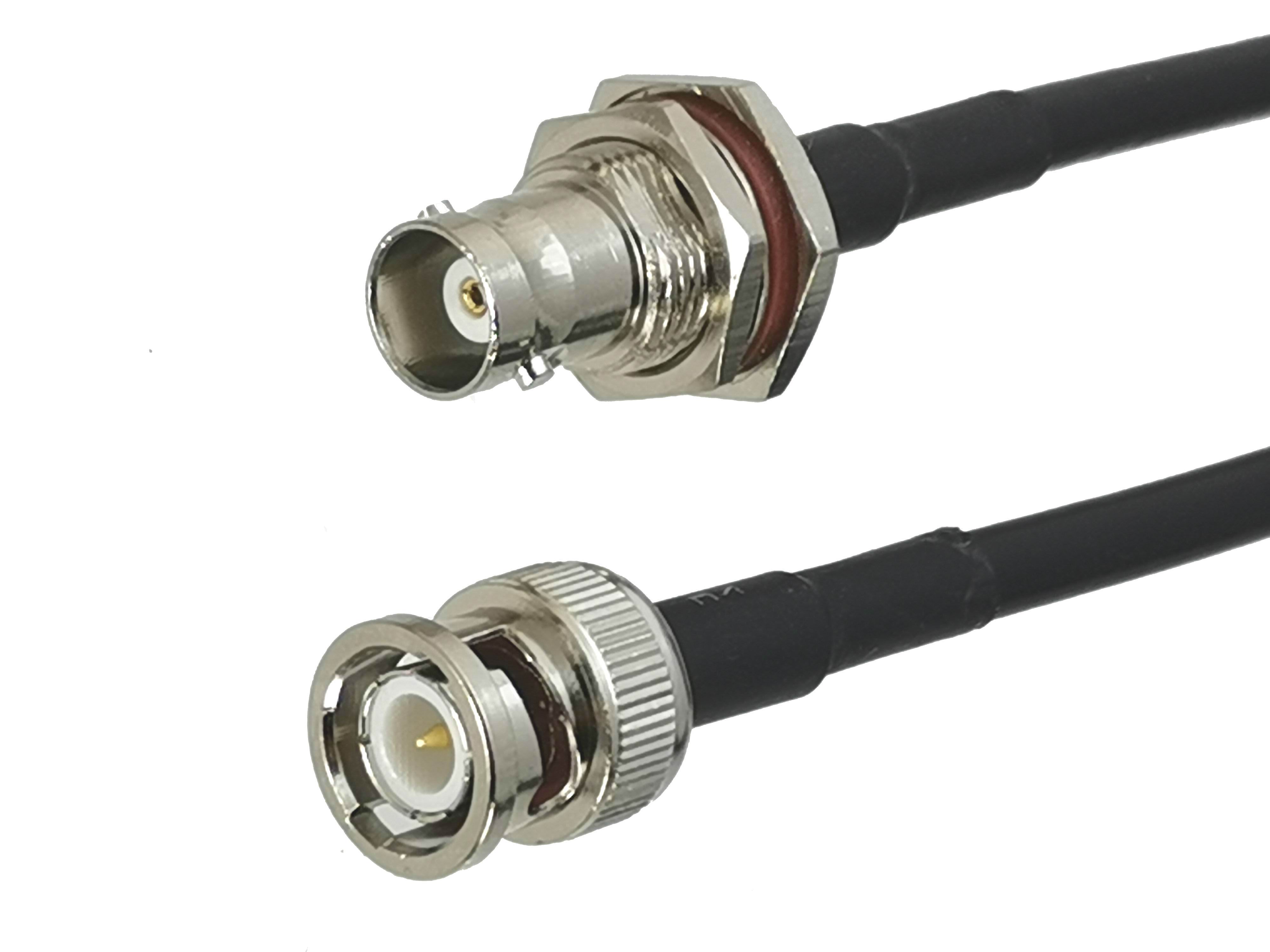 RG58 BNC Female jack Bulkhead to BNC Male plug Connector Crimp RF Coaxial Jumper Pigtail Cable For Radio Antenna 6inch~20M