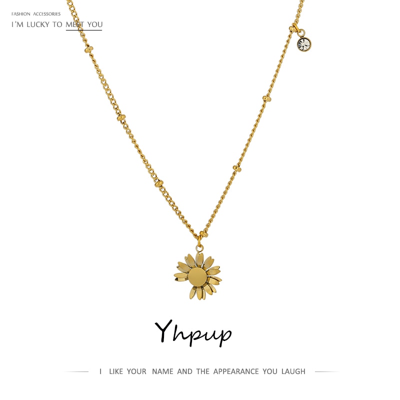 Yhpup 316 in Acciaio Inox Pendente Del Fiore Ciondola Collana in Oro 2020 Gioielli Alla Moda per le Donne di Modo Banale Della Collana Del Collare