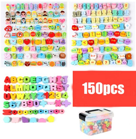 Giocattoli di legno giocattolo fai-da-te cartone animato frutta animale lettera numero Stringing infilatura perline di legno giocattolo Monterssori educativo per bambini: 150pcs