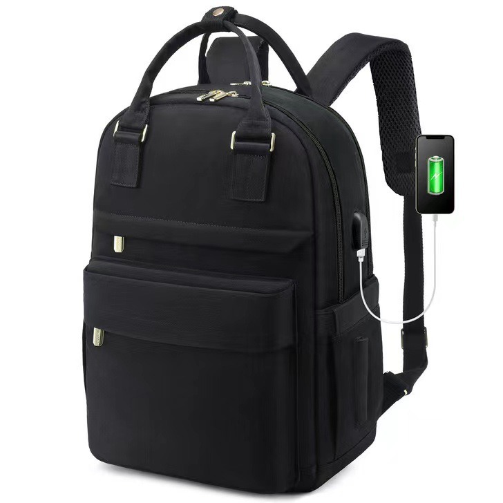 Zaino per Laptop da 14 15 pollici con porta di ricarica USB, zaino da lavoro resistente allo strappo per i viaggi, zaino Casual per uomo donna: Black
