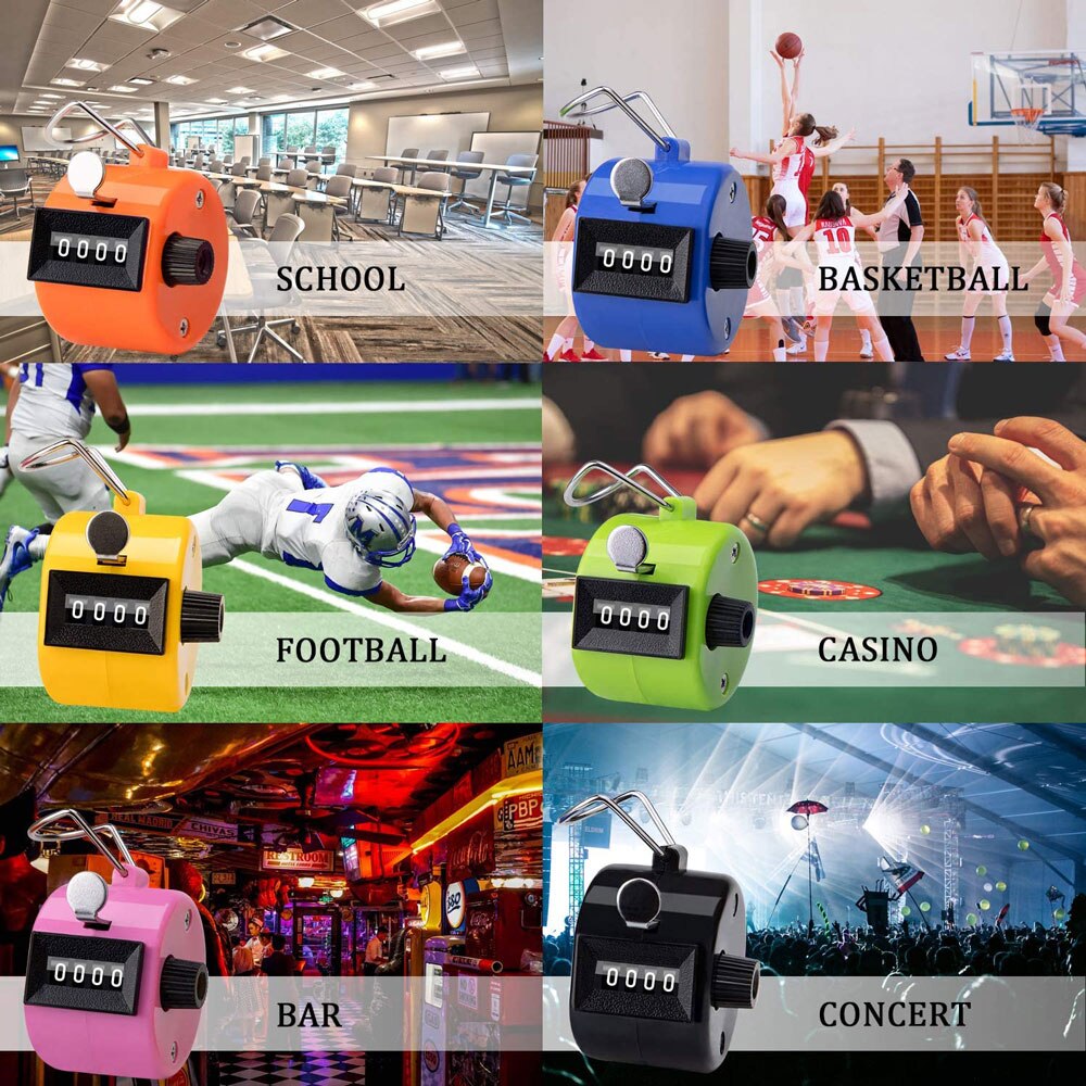 4 Digit Counters Hand Finger Display Manual Counting Tally Clicker Timer Soccer Golf Counter Plastic Shell