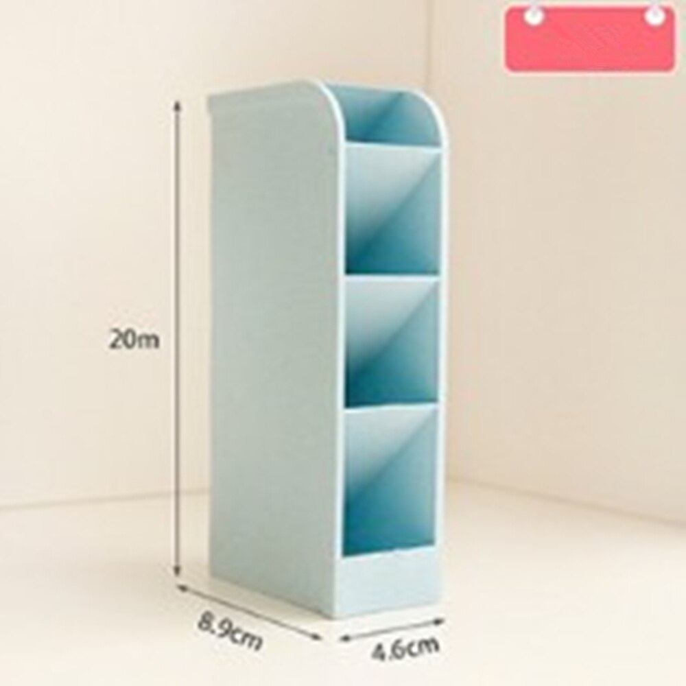 Multi-function 4 Grid Desktop Pen Holder Office School Storage Case Can Stand Rectangular Finishing Box: Blue