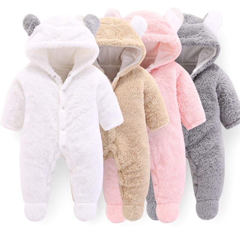 Loozykit Pasgeboren Baby Winter Kleding Baby Jongens Meisjes Zachte Fleece Jumpsuit Pasgeboren Bovenkleding Rompertjes Dikker Pyjama Playsuit