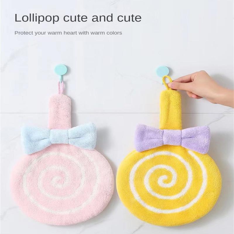Cartoon Handdoek Zacht Absorberend Koraalfluweel Geborduurd Huidvriendelijke Microfiber Lolly Afveegdoek Voor Keukenbadkamer