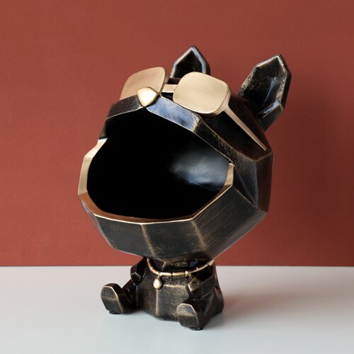 Frosch Lagerung Kasten Behälter Harz hause büro Schmuck Schlüssel Kasten Obst Süssigkeit Kasten Frosch figur skulptur moderne kunst statuen für dekoration: Schwarz Hund