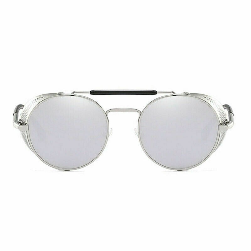 Steampunk lentille ronde lunettes de soleil Blinder Cyber bouclier ombre lunettes en métal: A093-A-08