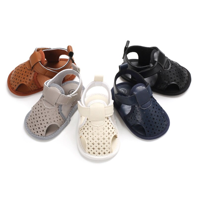 Peuter Pasgeboren Baby Jongens Zomer Sandalen Zachte Zool Schoenen Leer Ademend Star Hollow Out Baby Slippers Prewalker Sandaal Schoenen