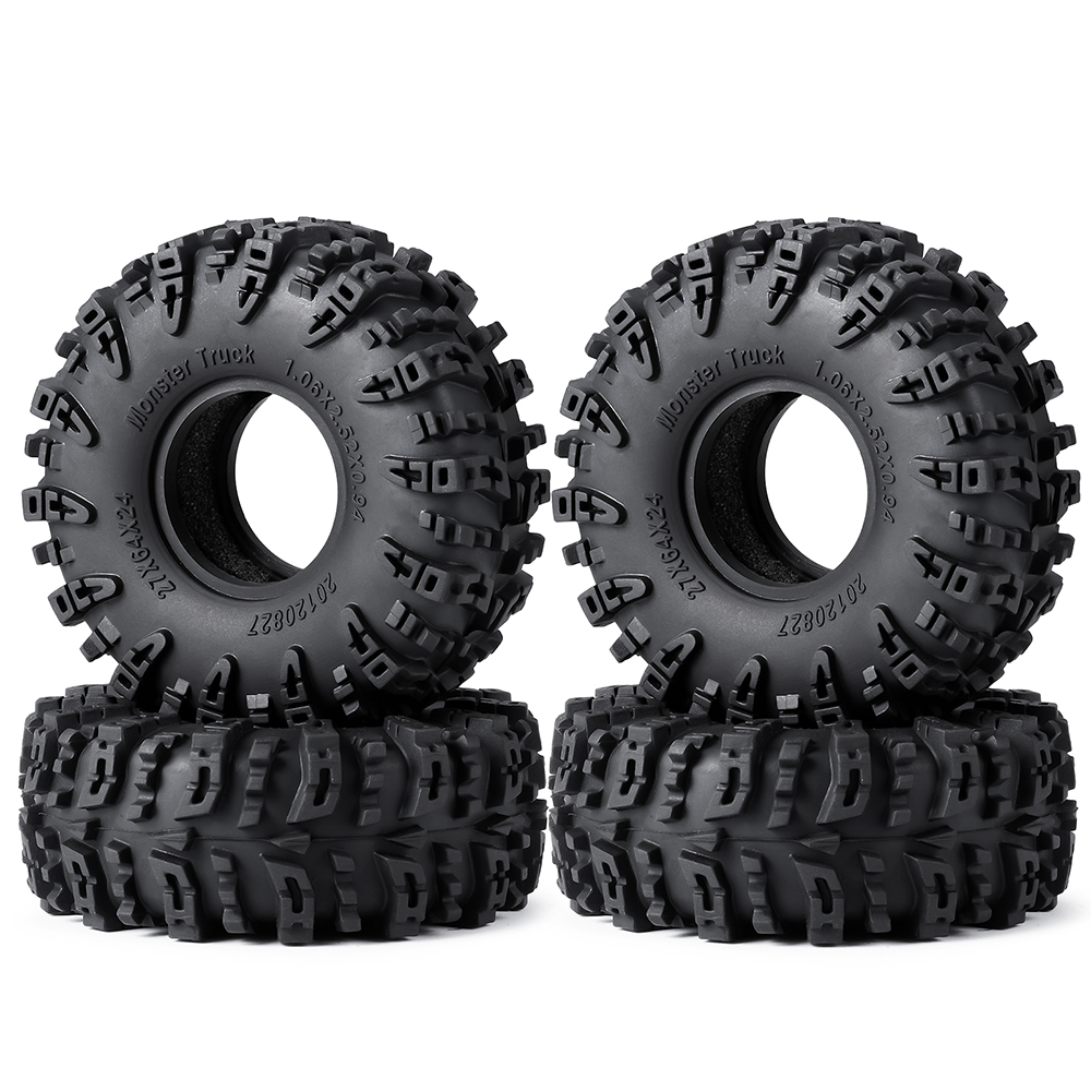 AXSPEED 4 pièces 1.3 "pneus en caoutchouc, 1.1 pouces pneus de roue de Terrain de boue pour 1/18 1/24 Micro chenille TRX4M Axial SCX24 FMS FCX24 pièces: WHITE