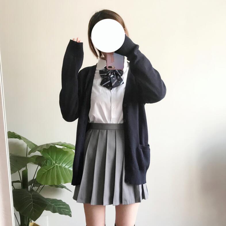 Japanese sailor suit long-sleeved school uniform student wear class Japanese JK uniform shirt skirt bow coat three / set JK004