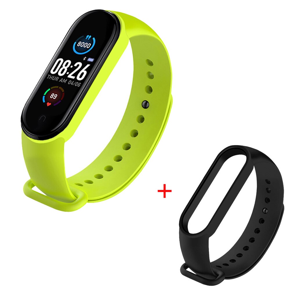 M5 slimme armbanden met kleurenscherm, sporttracker voor dames en heren, bluetooth fitnesshorloges, hartslagmeter en sportband voor android en ios: G groen zwart