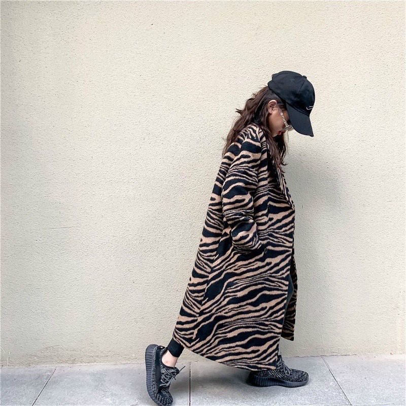 Cappotto con motivo zebrato per ragazze 2021 giacca invernale in lana a reticolo caldo casuale per bambini capispalla in lana per bambini