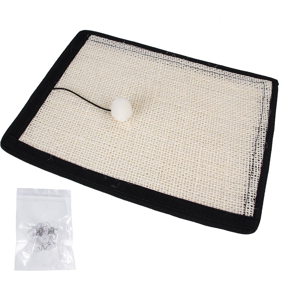 Krabpaal Mat Voor Katten Sisal Sofa Kat Scratcher Kat Nail Trim Meubels Protector Anti-Kras Pet Training Leuning pad: Beige  With Nails