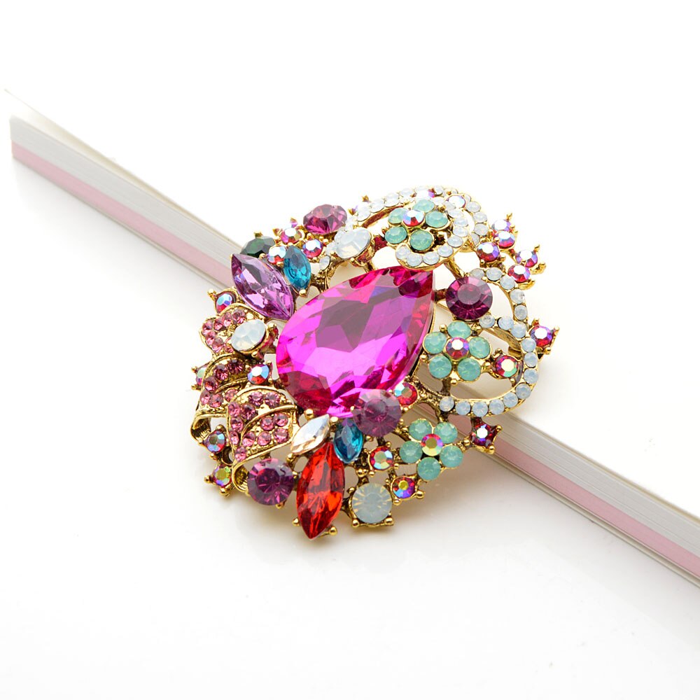 CINDY XIANG Crystal Large Flower Brooches For Women Winter Coat Brooch Shining Rhinestone Brooch 2 Colors Avaible