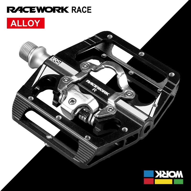 RACEWORK M215 pedały do ​​podnóżka rowerowego Mtb mieszane pedały klip podnóżek do roweru górskiego podwójna funkcja Spd aluminiowy podnóżek