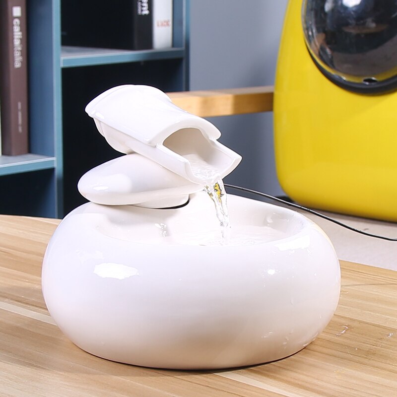 Keramik Wasser Brunnen Für Katzen Lebensmittel Schüssel Haustier Produkte Automatische Trinken Schüssel Für Katzen Hund Stumm Feeder Spender UNS/ EU/USB: Style 1 white / USB Plug