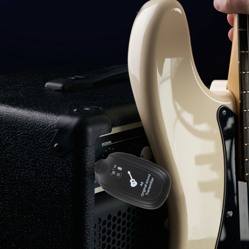 Uhf trådløs guitar system transmitter modtager indbygget trådløs genopladelig guitar sender