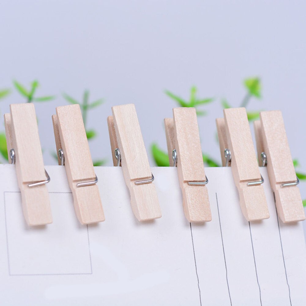 100 Stuks 2.5Cm Mini Houten Kleren Photo Paper Peg Wasknijper Wasserij Hangers Wedding Party Natuurlijke Clip