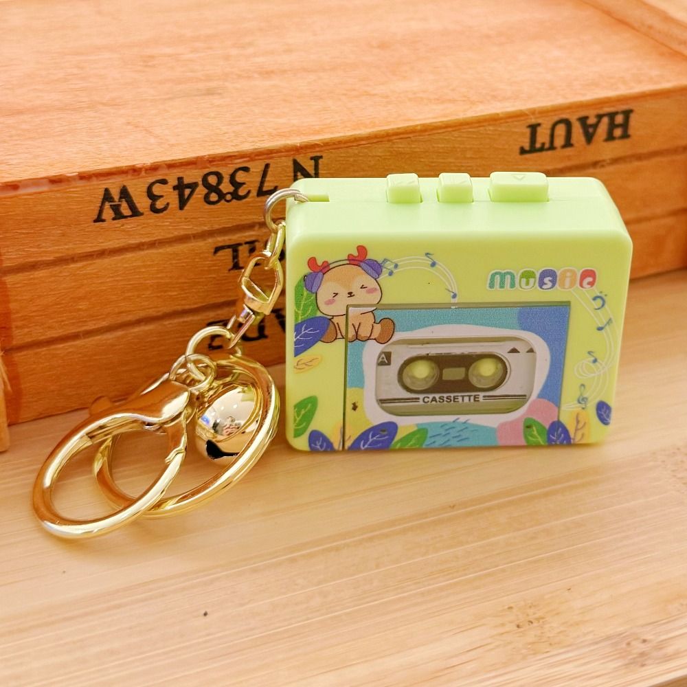 Chaveiro gravador de cassete retro gravador de fita chaveiro gravável vintage gravação caixa de música pingente fita com música pequeno presente