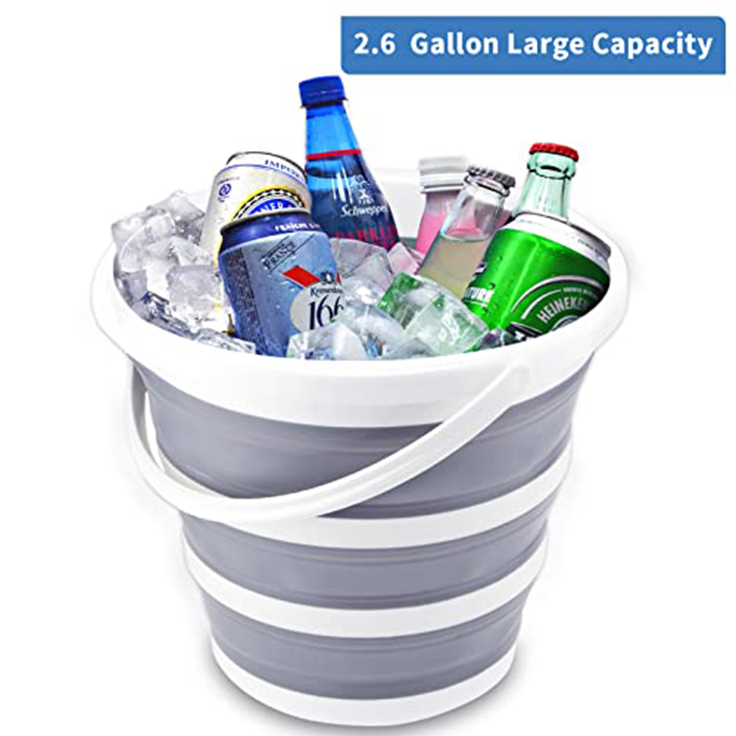 1 pakke sammenleggbare bøtter, 10l x 2.6 gallon rengjøringsbøtte, moppbøtte, sammenleggbar, bærbar, liten plastvannforsyning