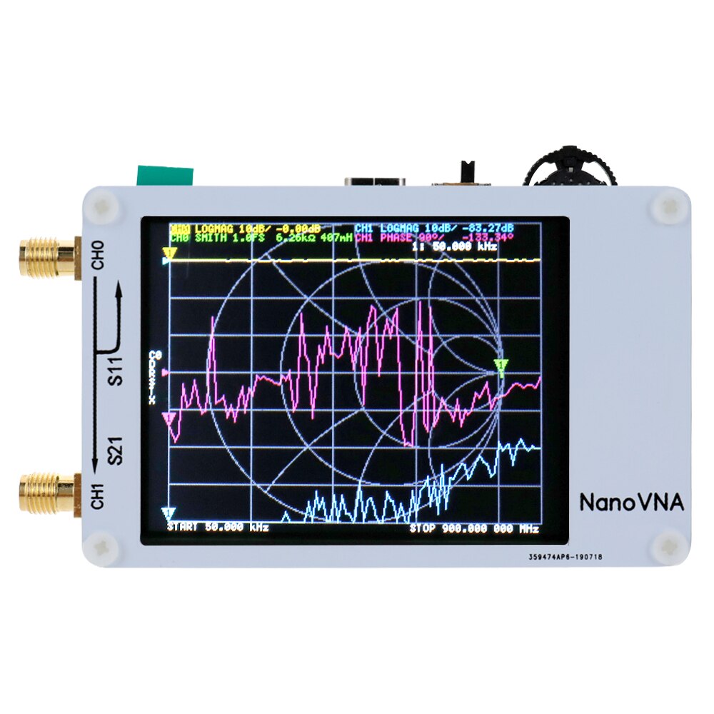 Analizador de red vectorial de mano, 50KHz-900MHz, onda corta, MF, HF, VHF, UHF, Analizador de antena, ondas de pie con pantalla táctil