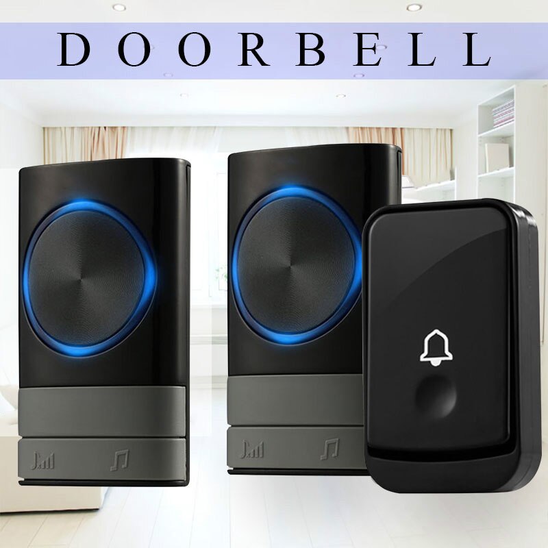 Self-powered Wireless Doorbell US Plug No Battery Waterproof 150m Range Push Button Door Bell Ring Chime For Light LED