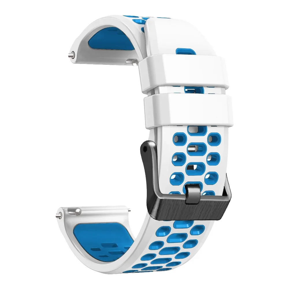 Tofarvet silikone 22mm urrem, åndbar rem til coros pace 3/ apex 46mm urrem til coros apex 2 pro armbånd, armbånd: Hvid sort