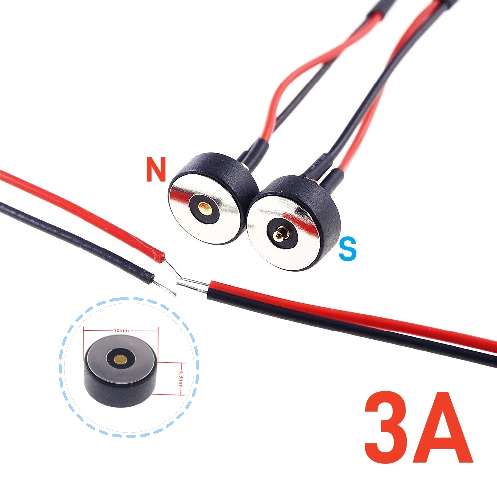1 par de conector Pin Pogo magnético de forma Circular 1, 2, 3, 4, 5 polos, sonda macho hembra, perfil redondo de carga de energía CC: Negro