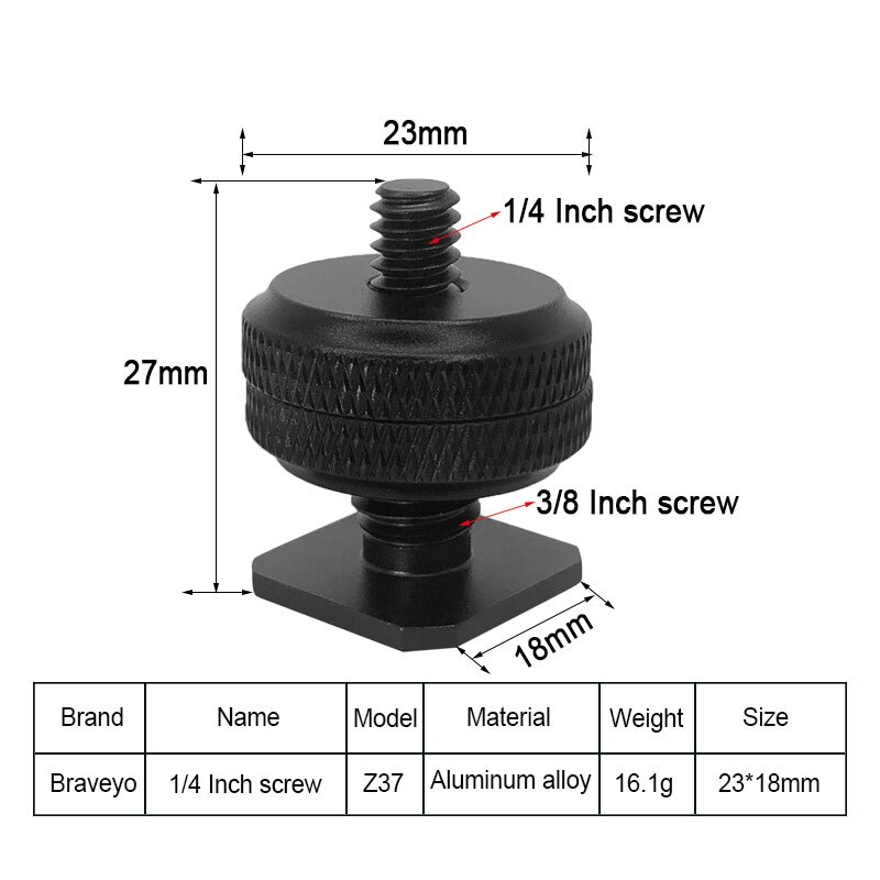 Tornillos de montaje de zapata para cámara, tornillo de conversión de 1/4 a 3/8 pulgadas para accesorios de fotografía, montaje de cabeza de zapata para cámara Dslr: Naranja