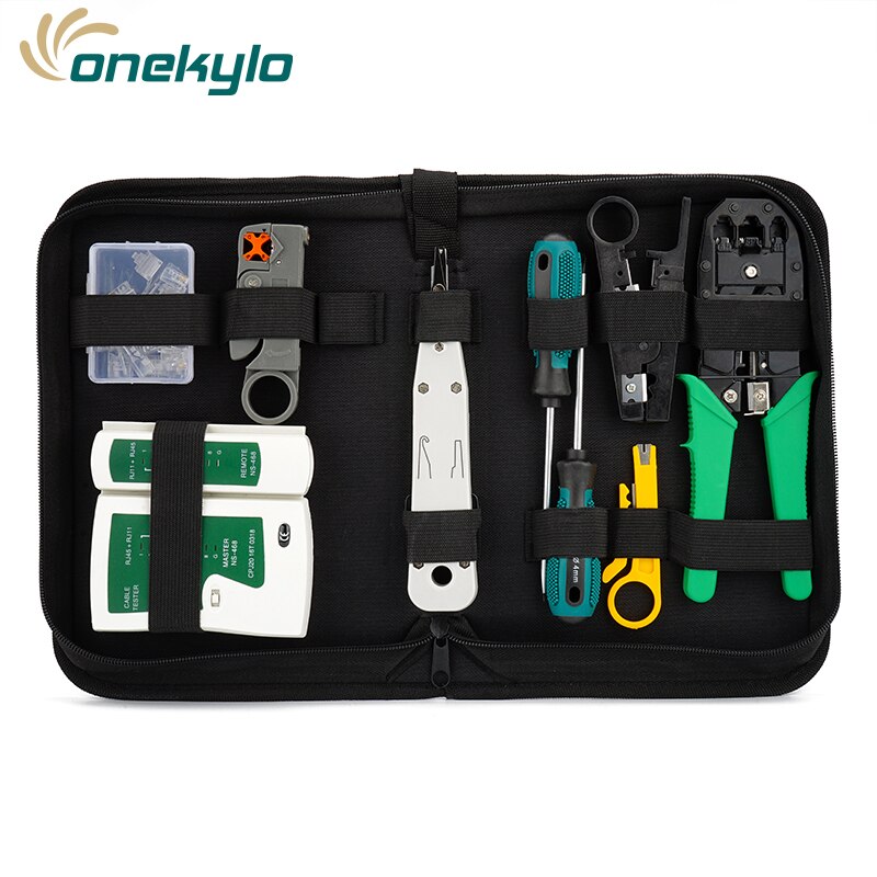 Kit de ferramentas de reparo rj45 rj11 rj12 cat5 cat5e, conserto de rede lan portátil, testador de cabo, alicate de descascar, crimpador de plugue, braçadeira conjunto de pc