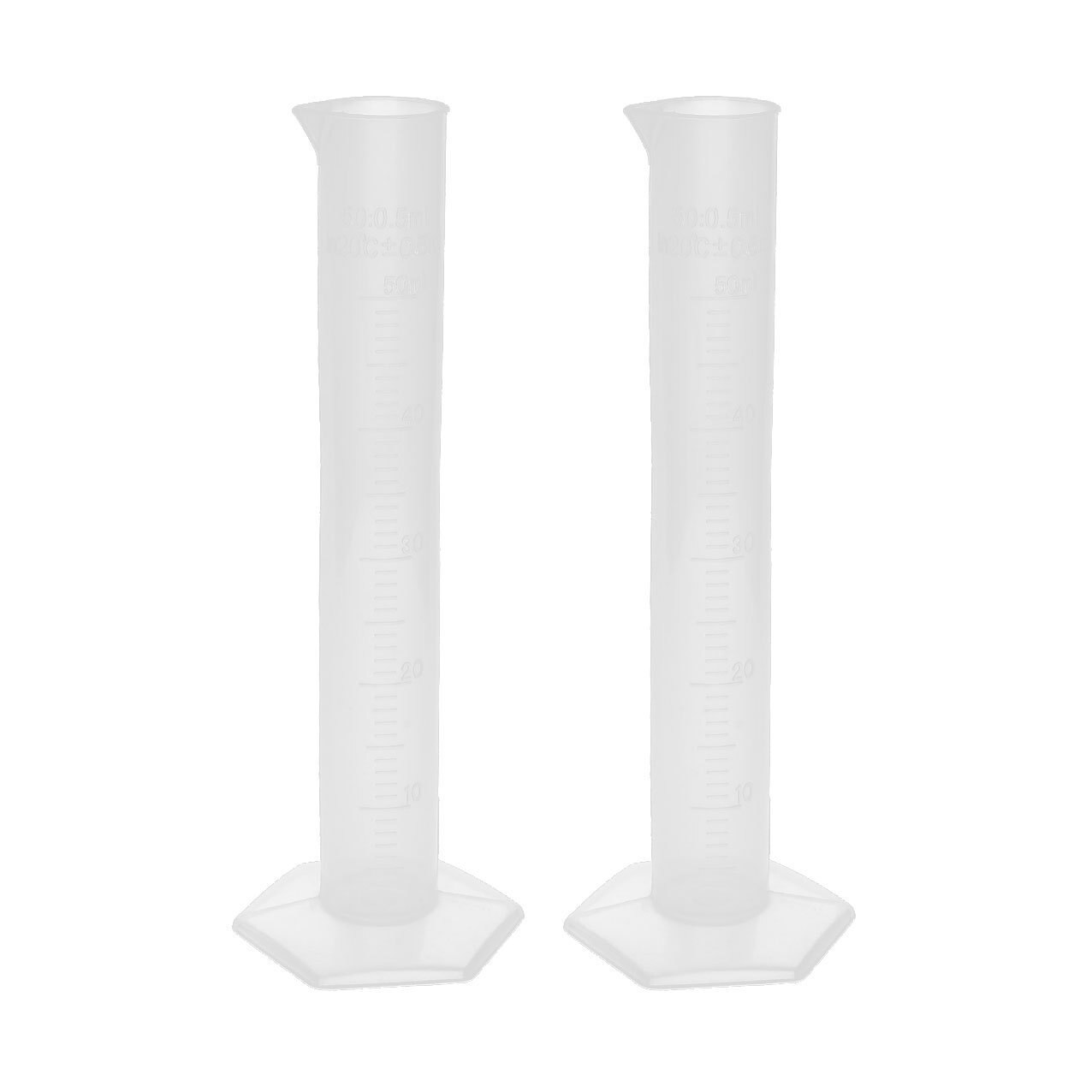 2 Stuks 50Ml Transparant Plastic Afgestudeerd Cilinder Lab Maatbeker