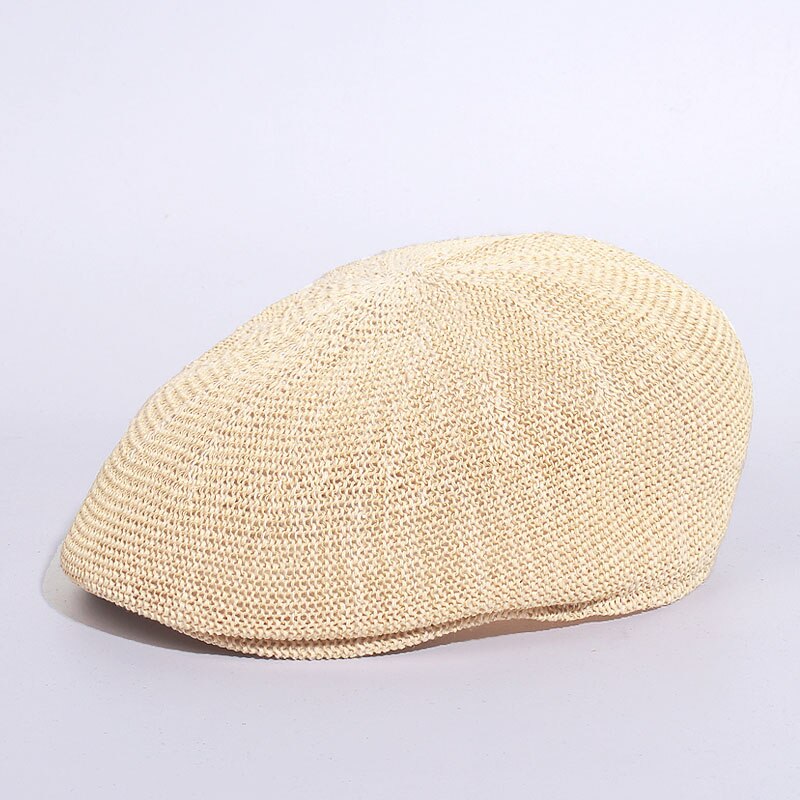 Boina, gorro de primavera verano para hombre y mujer, sombrero de gorra plana Ivy con rejilla transpirable para hombre y mujer, Boina de papel plano liso: C