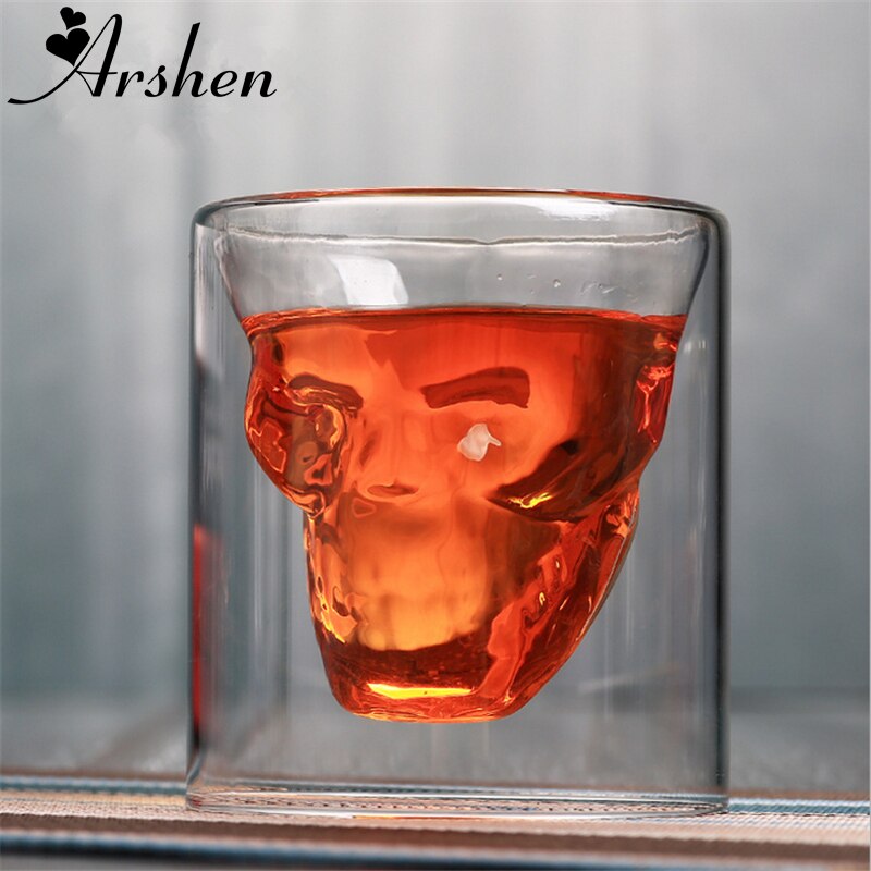 Arshen Creatieve 4 Size Dubbele Muur Schedel Borrelglas Beer Cup Transparante Wijn Whiskey Champagne Cocktails Drinkware Party