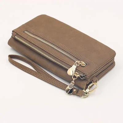 Yogodlns Nubuk Leder Brieftasche Weibliche Doppel-reißverschluss Dame Handtasche Kupplung Multi-schicht Geldbörse Einkaufen Frauen Geldbörse: Gold