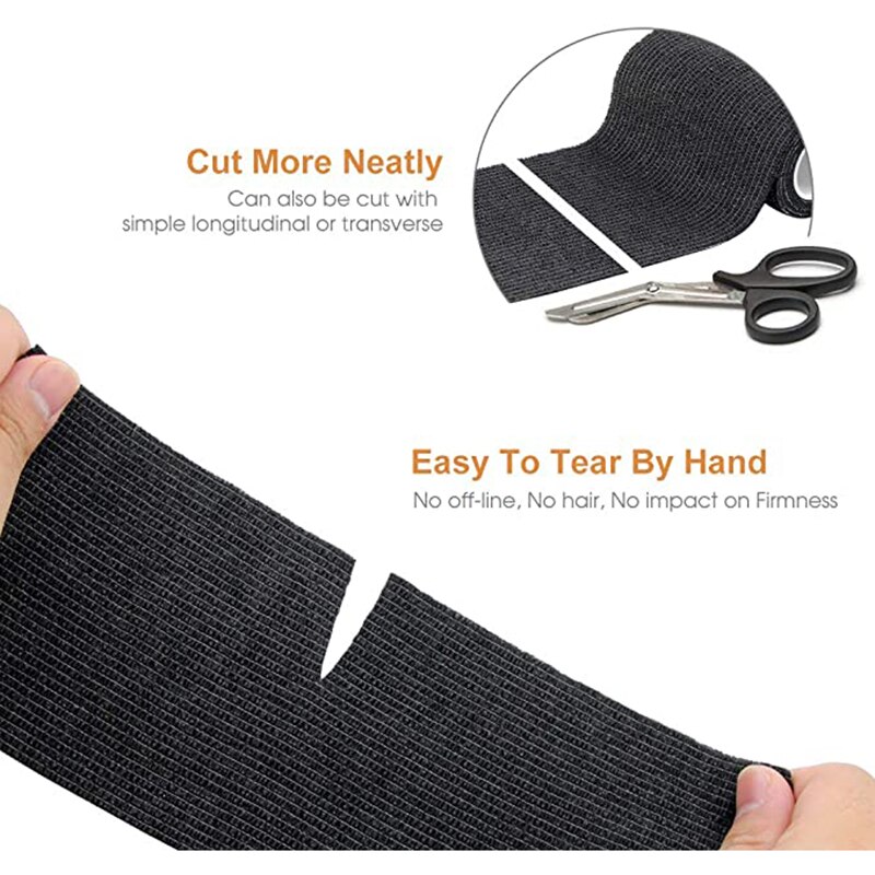 Self Adhesive Bandage Wrap, Cohesive Tape ( 7.5X450cm, 6 Pack)-Black